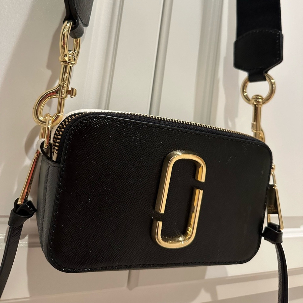 Marc Jacobs Black Crossbody Bag with Gold Accents